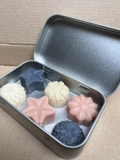 Reismaatje 6 handgemaakte gastenzeepjes in blik