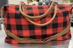 Reis/weekend tas zwart/rood geruit