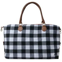 Reis/weekend tas zwart/wit geruit