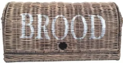 Rieten broodmand Brood met witte letters