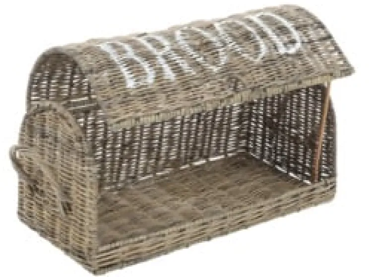 Rieten broodmand Brood met witte letters