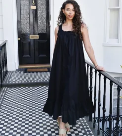 Romantisch nachthemd broderie Jodie zwart