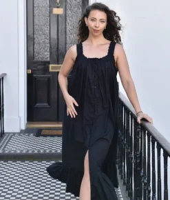 Romantisch nachthemd broderie Jodie zwart