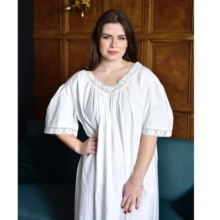 Romantisch nachthemd Edith V-hals