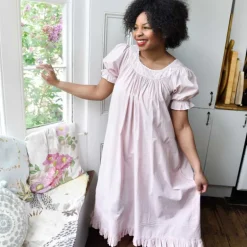 Romantisch nachthemd Juliet broderie zachtroze