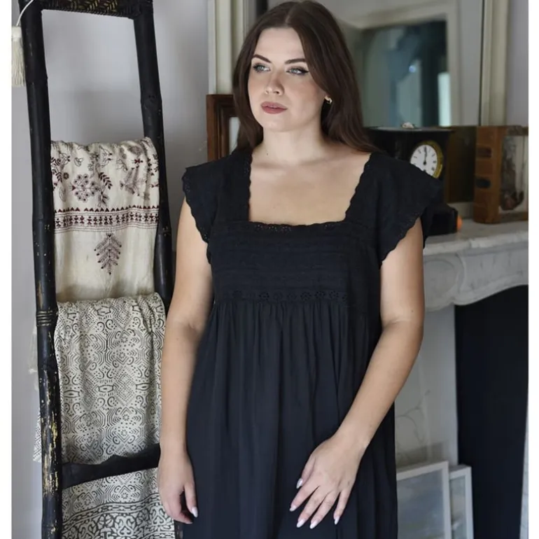 Romantisch nachthemd Pearl zwart