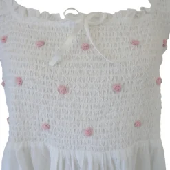 Romantisch nachthemd smock wit roosjes Ava mouwloos