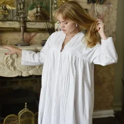 Romantisch nachthemd/kamerjas Claudia wit