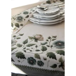 Rond broodmandje Anemoon beige/groen