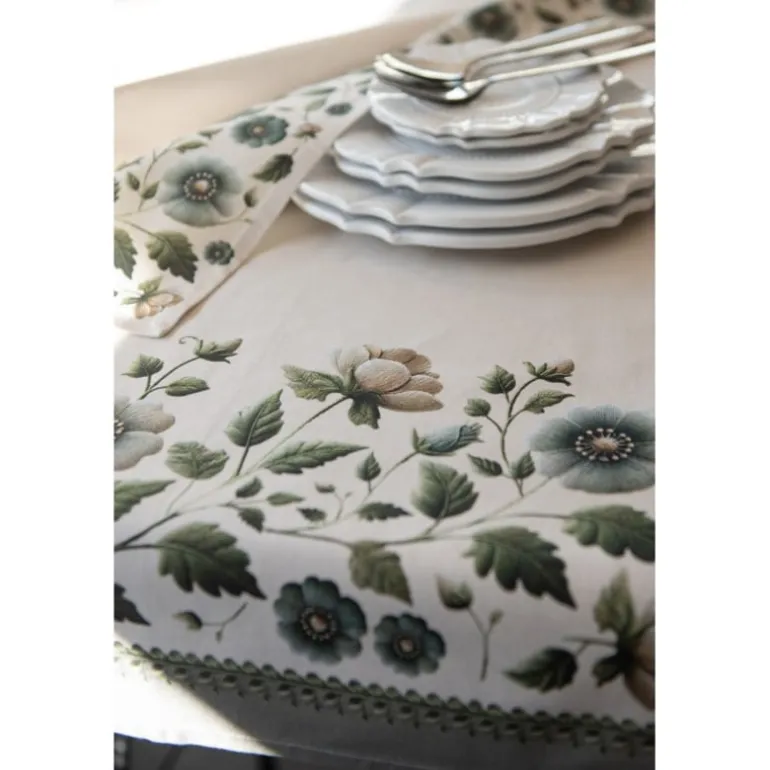 Rond broodmandje Anemoon beige/groen