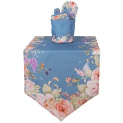 Rond broodmandje blauw met bloemen