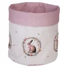 Rond broodmandje haas en roosjes roze