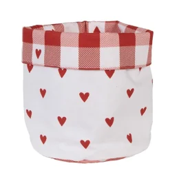 Rond broodmandje Love It hartjes rood/wit