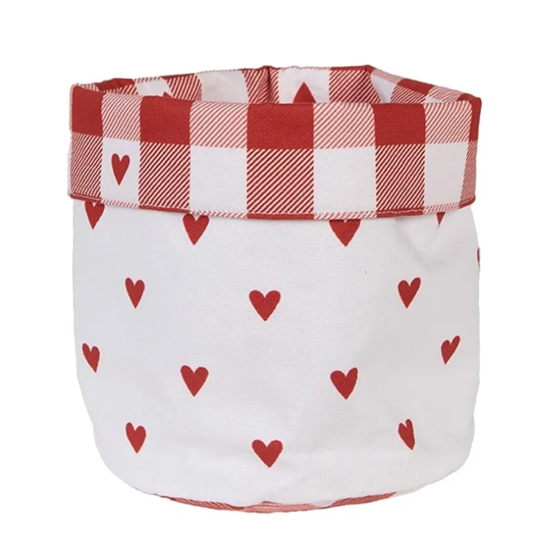 Rond broodmandje Love It hartjes rood/wit