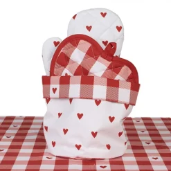 Rond broodmandje Love It hartjes rood/wit