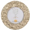 Rond fotolijstje bloemetjes goudkleur 8*8