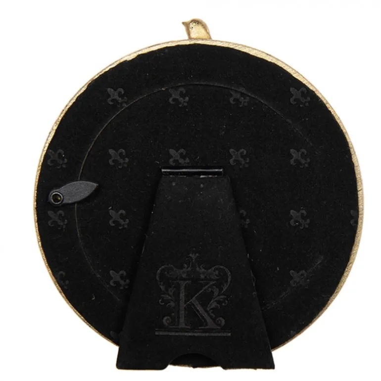 Rond goudkleurig fotolijstje vogel 8*8