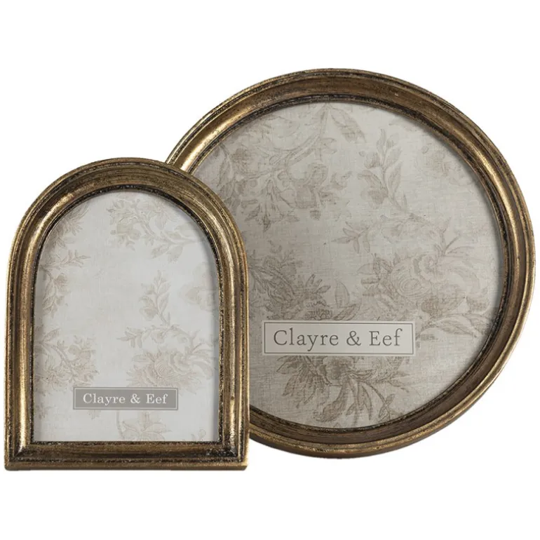 Ronde fotolijst goud/zwart 22 cm