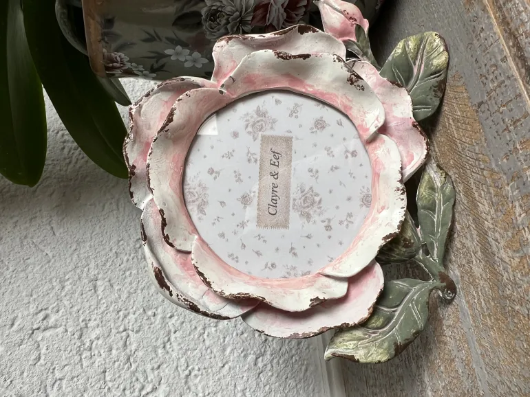 Ronde ijzeren fotolijst Roos 8*8