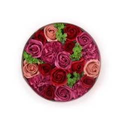Ronde kadodoos zeepbloemen Vintage rozen 20*8