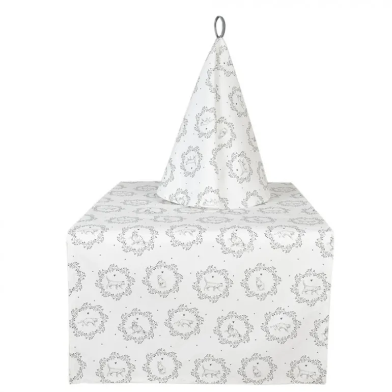 Ronde keukendoek wit/grijs kat