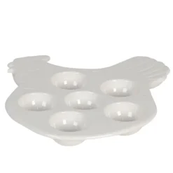 Schaal voor 6 eieren Kip wit