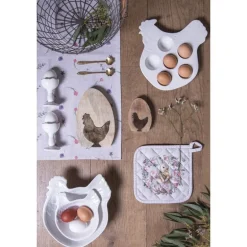 Schaal voor 6 eieren Kip wit