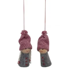 Set meisje en jongetje rood/grijs 7 cm