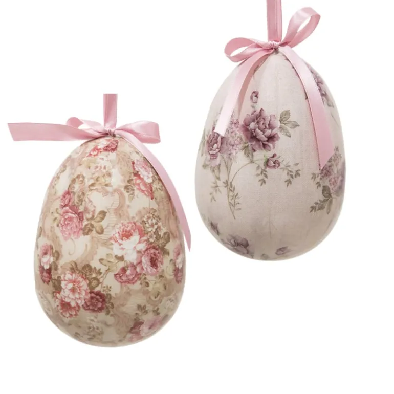 Set van 2 decoratie hangers ei roze 9*12