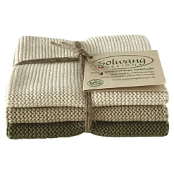 Set van 3 gebreide vaatdoeken Nature/olive