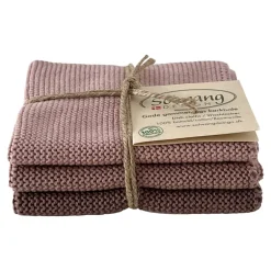 Set van 3 gebreide vaatdoeken Dusty rose combi
