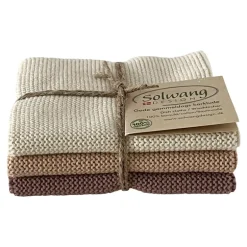 Set van 3 gebreide vaatdoeken Nature/nougat/dark nougat
