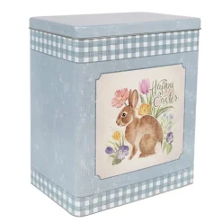 Set van 2 grote blikken blauw en roze konijn