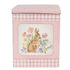 Set van 2 grote blikken blauw en roze konijn