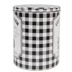 Set van 2 grote blikken zwart/wit geruit met konijn