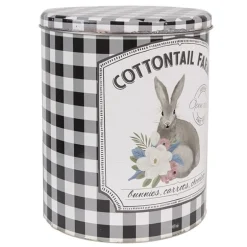 Set van 2 grote blikken zwart/wit geruit met konijn