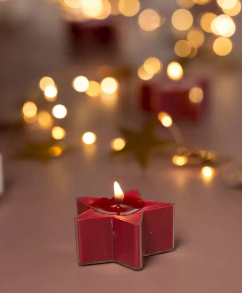 Set van 5 ster waxinelichtjes rood