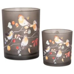 Set van 2 waxinelichthouders vogels