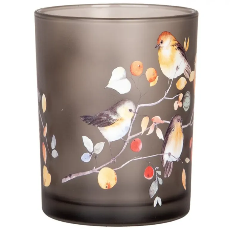 Set van 2 waxinelichthouders vogels