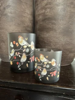 Set van 2 waxinelichthouders vogels