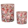 Set van 2 waxinelichthouders pioenrozen