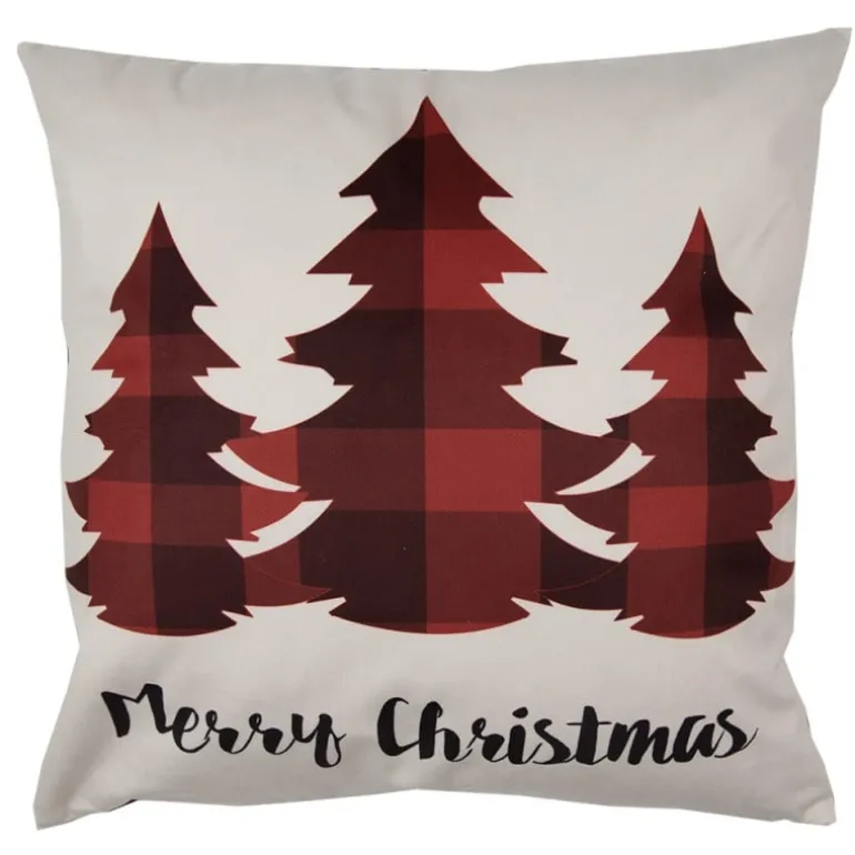 Sierkussenhoes Kerstbomen geruit 45*45