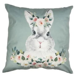 Sierkussenhoes konijn met rozen groen