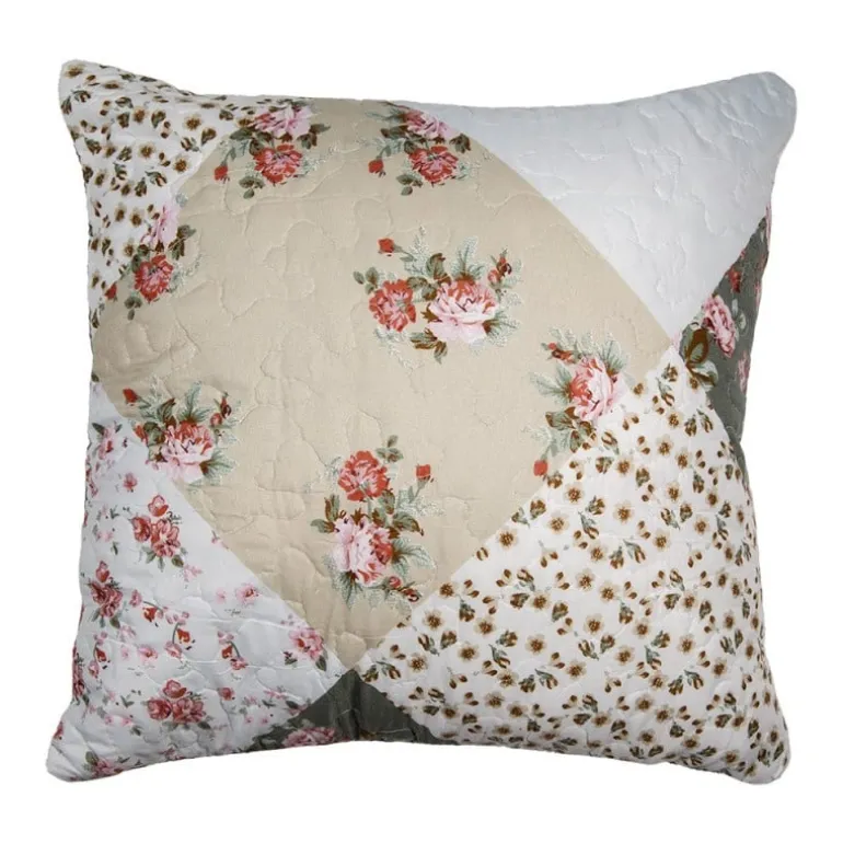 Sierkussenhoes roosjes groen/beige 40*40