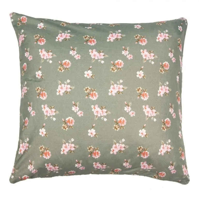 Sierkussenhoes roosjes groen/beige 40*40