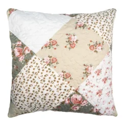 Sierkussenhoes roosjes groen/beige 50*50