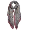 Sjaal kasjmier print beige/rood