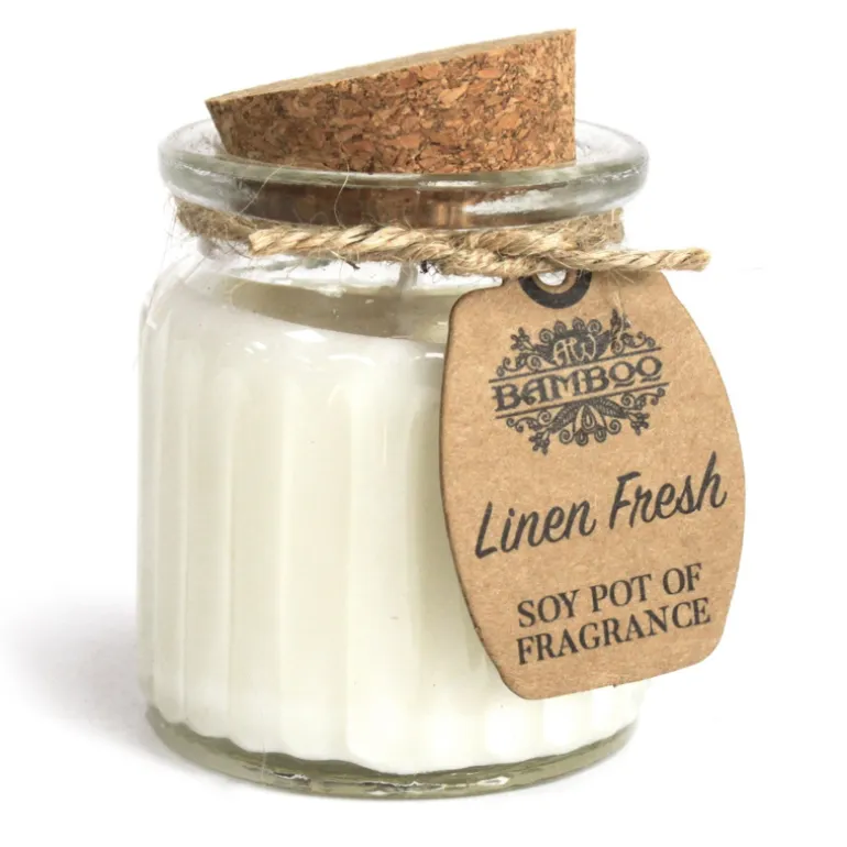 Sojawas kaars in glazen pot Fris Linnen