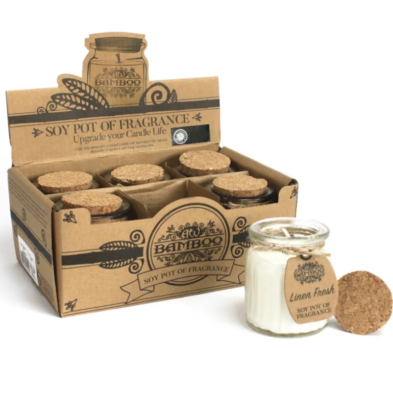 Sojawas kaars in glazen pot Fris Linnen