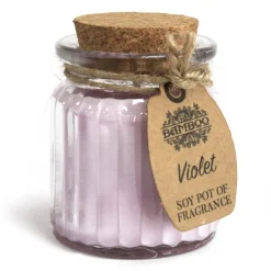Sojawas kaars in glazen pot Viooltje